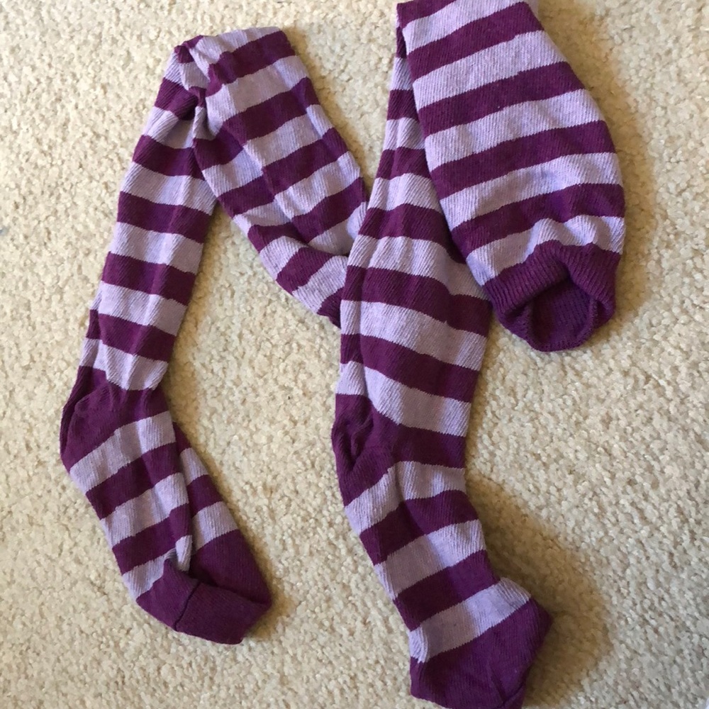 Purple and lavender striped over the knee socks